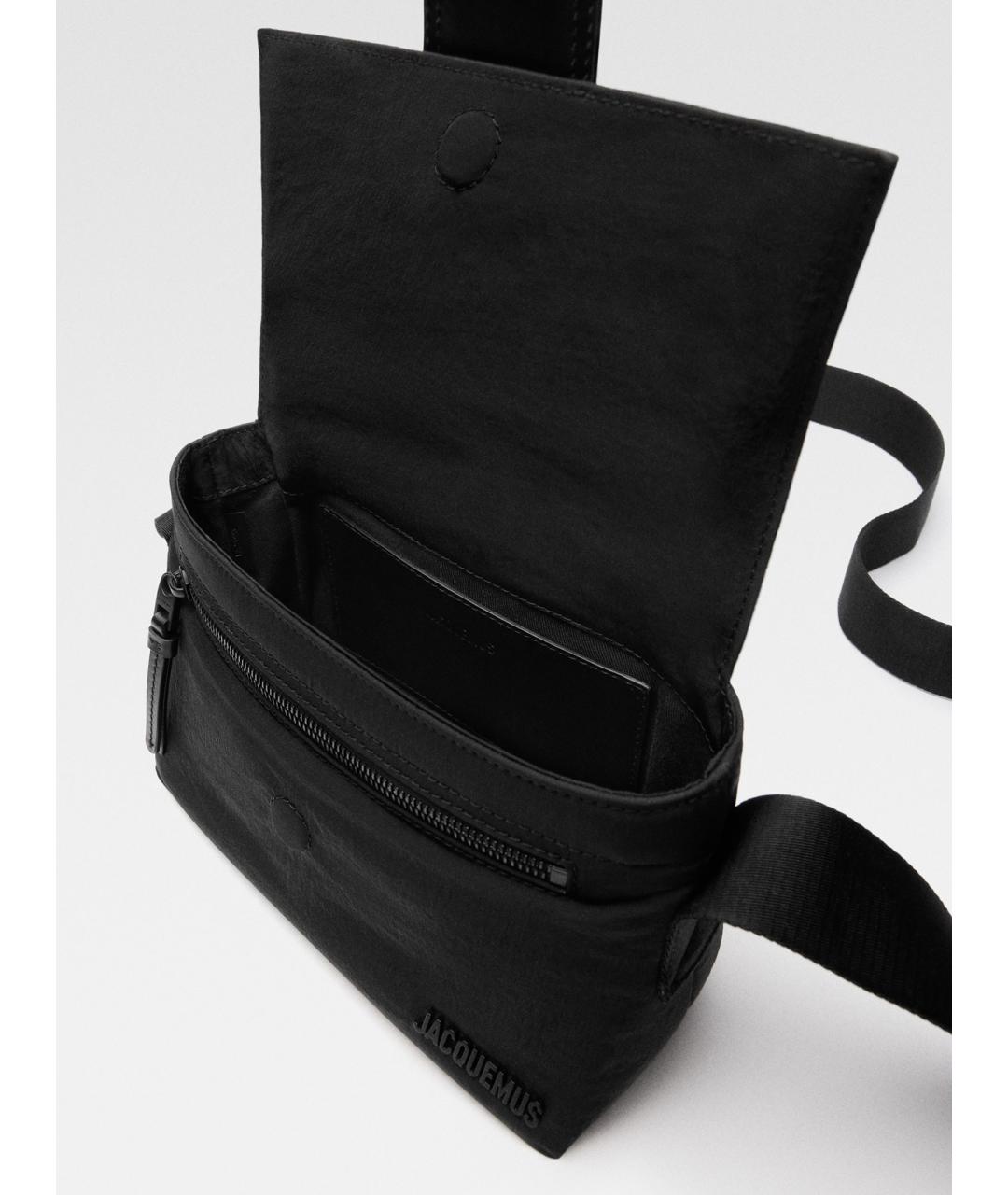 JACQUEMUS Черная синтетическая сумка через плечо, фото 4