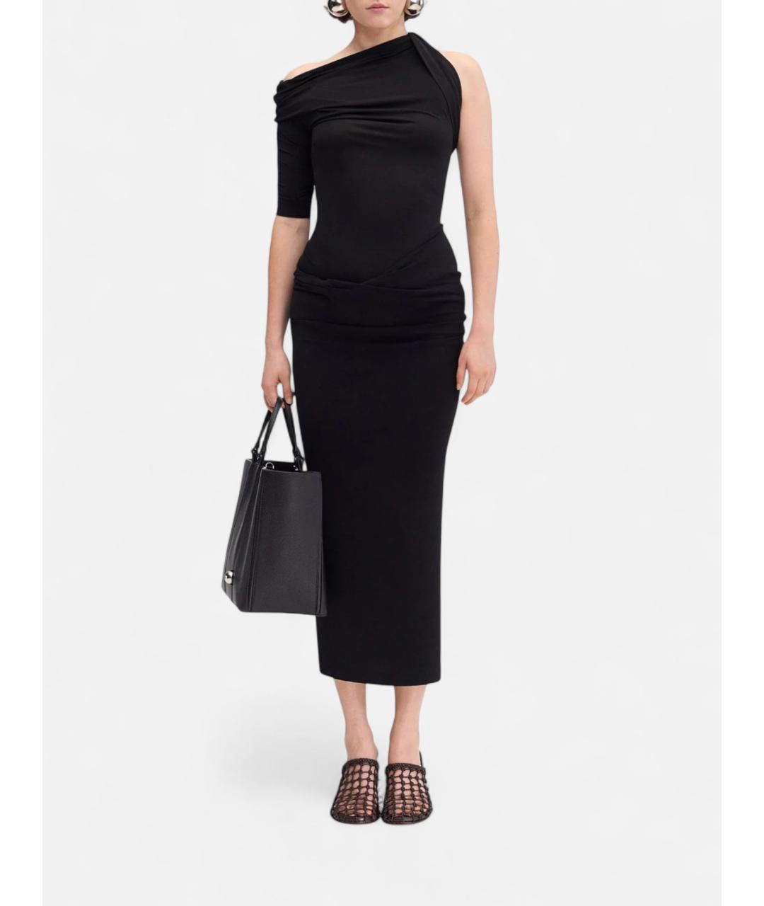 JACQUEMUS Черное вискозное коктейльное платье, фото 2