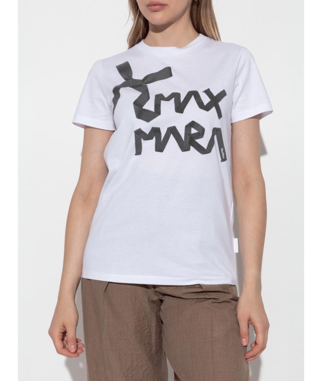 MAX MARA Белая хлопковая футболка, фото 3