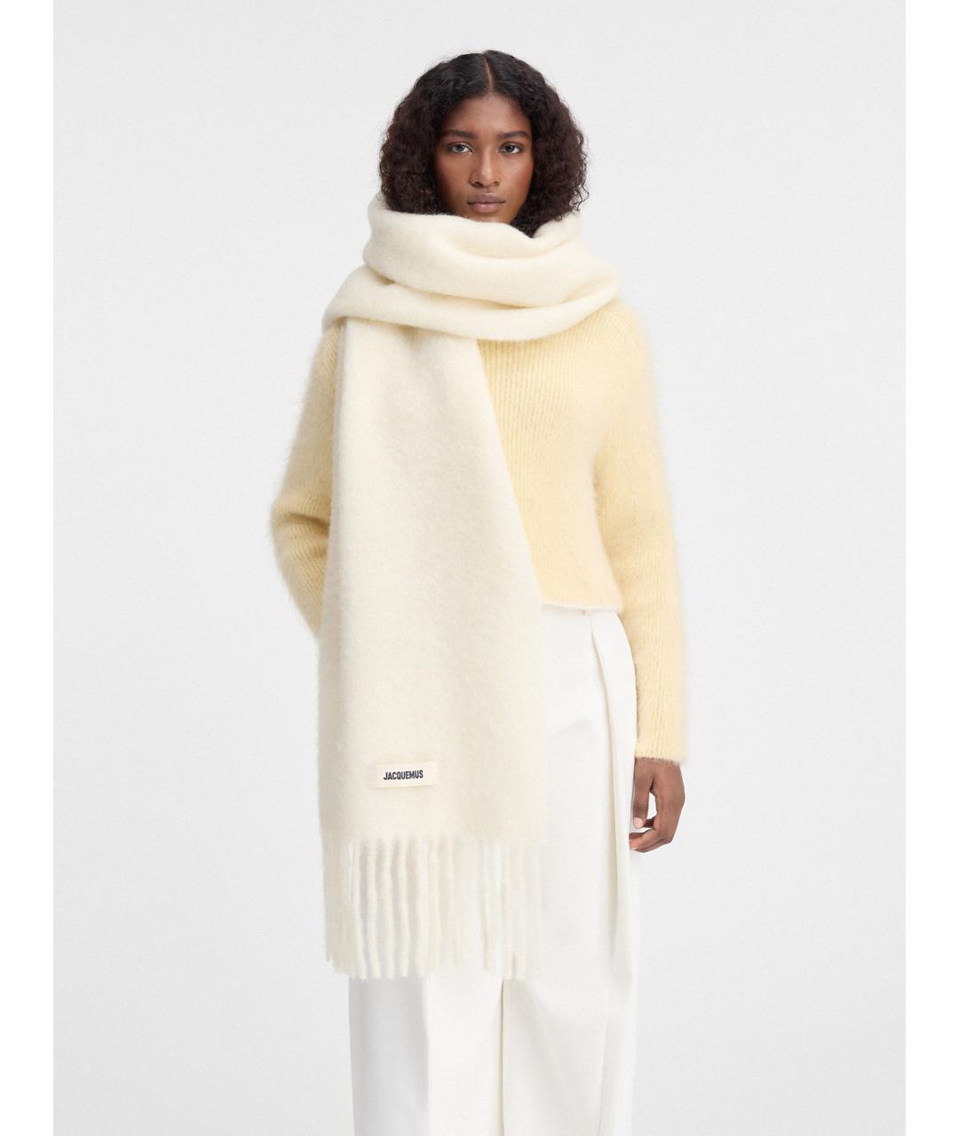 JACQUEMUS Бежевый шерстяной шарф, фото 2
