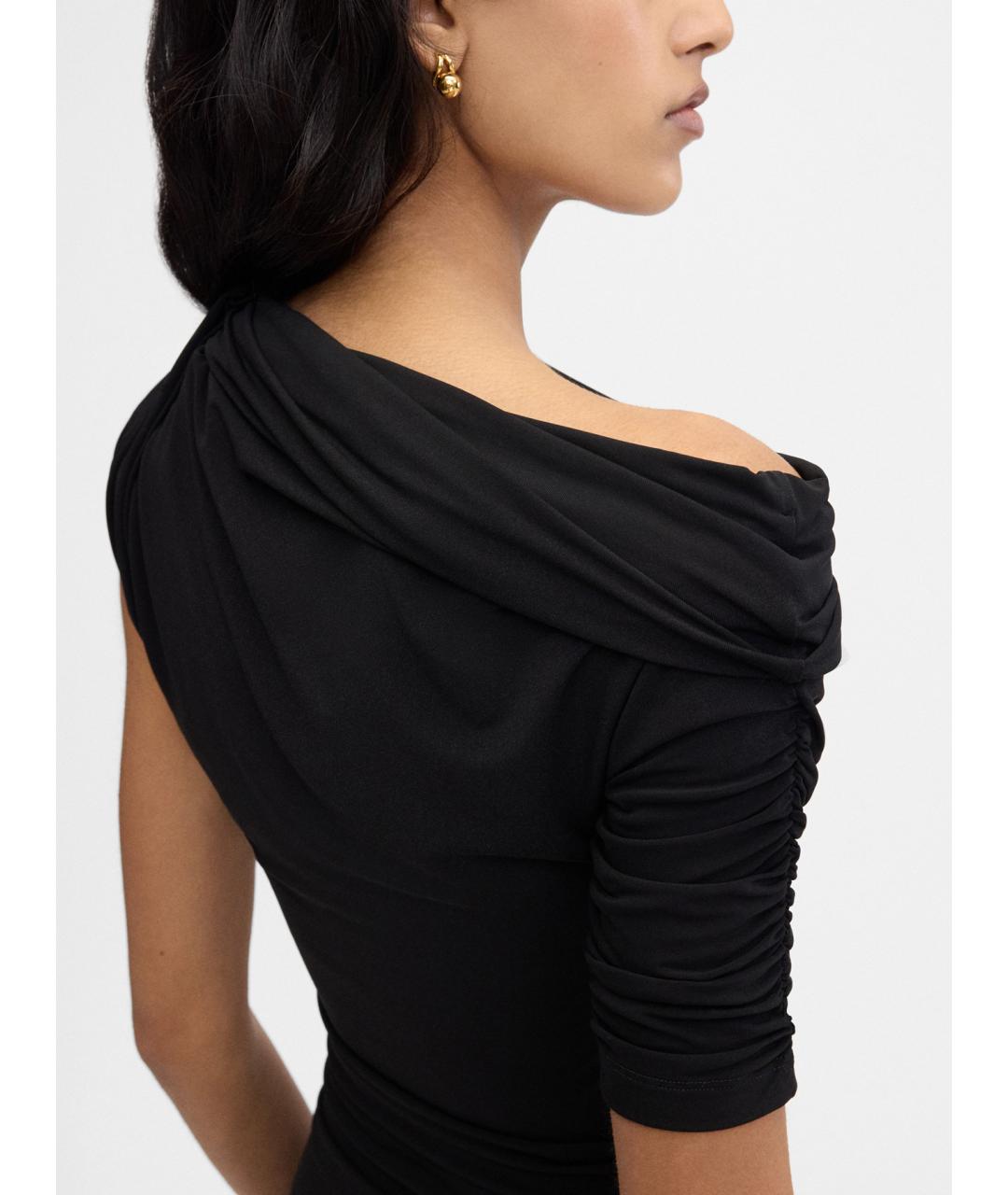 JACQUEMUS Черное вискозное коктейльное платье, фото 5