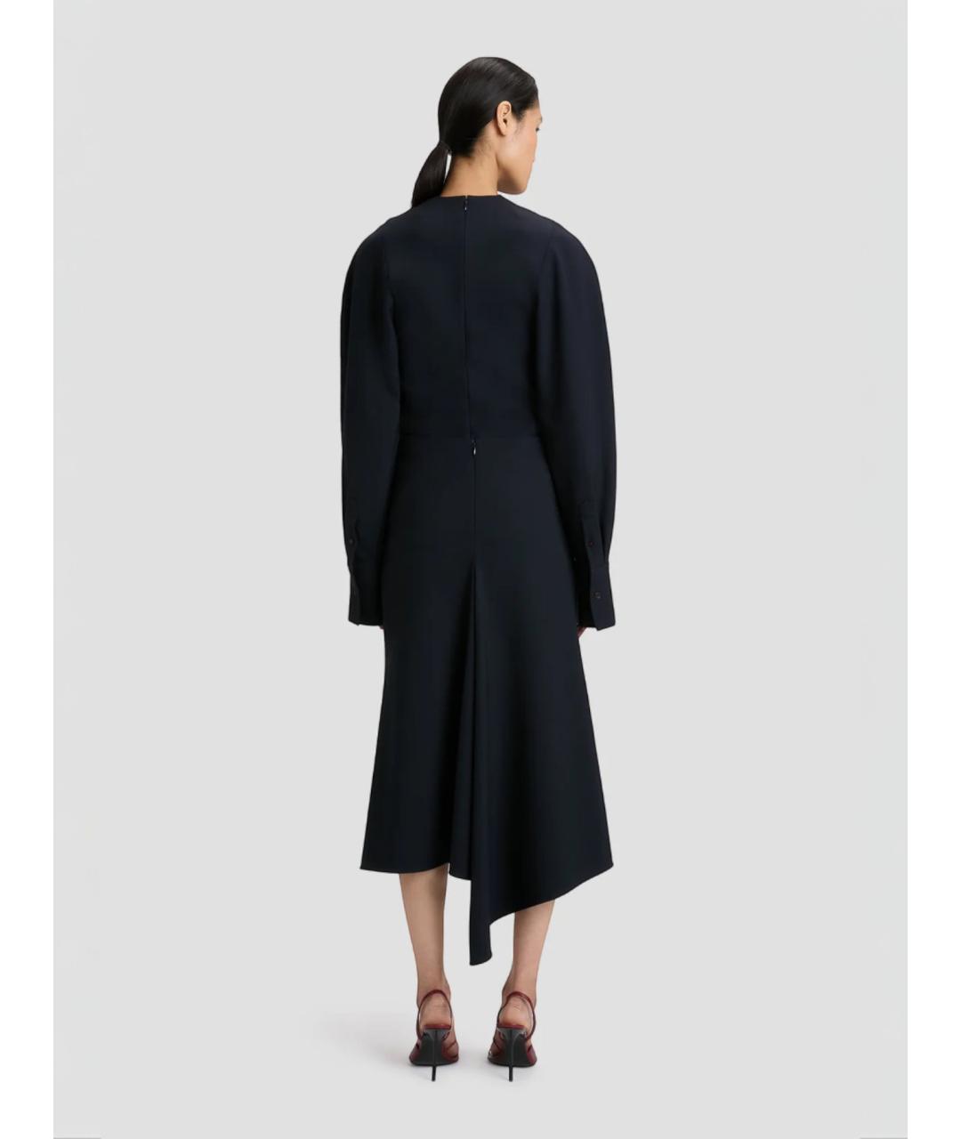 VICTORIA BECKHAM Темно-синяя полиэстеровая юбка миди, фото 4