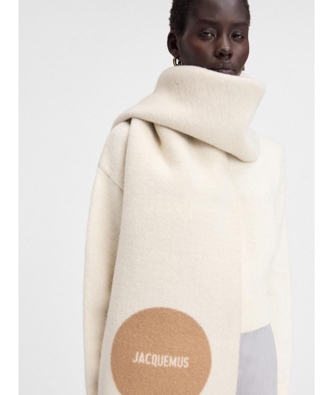 JACQUEMUS Бежевый шерстяной шарф, фото 2