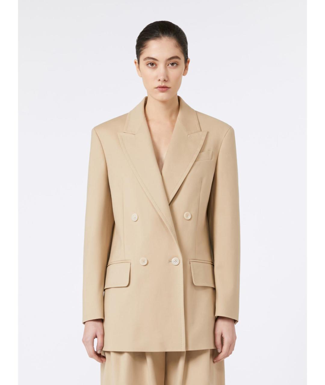 MAX MARA Бежевый хлопковый жакет/пиджак, фото 4