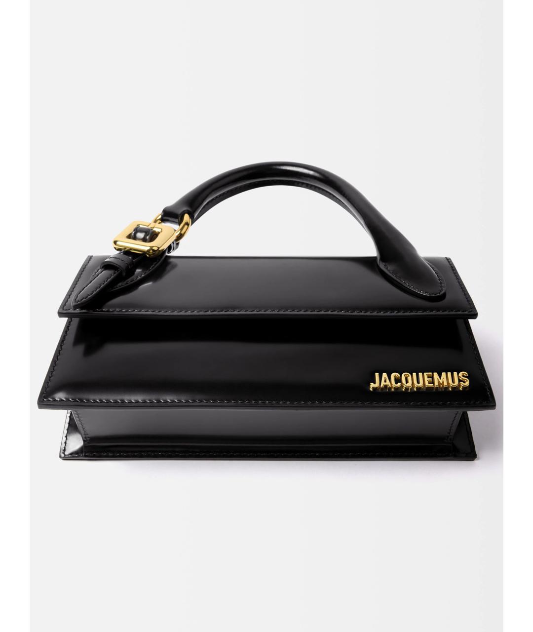 JACQUEMUS Черная кожаная сумка с короткими ручками, фото 5