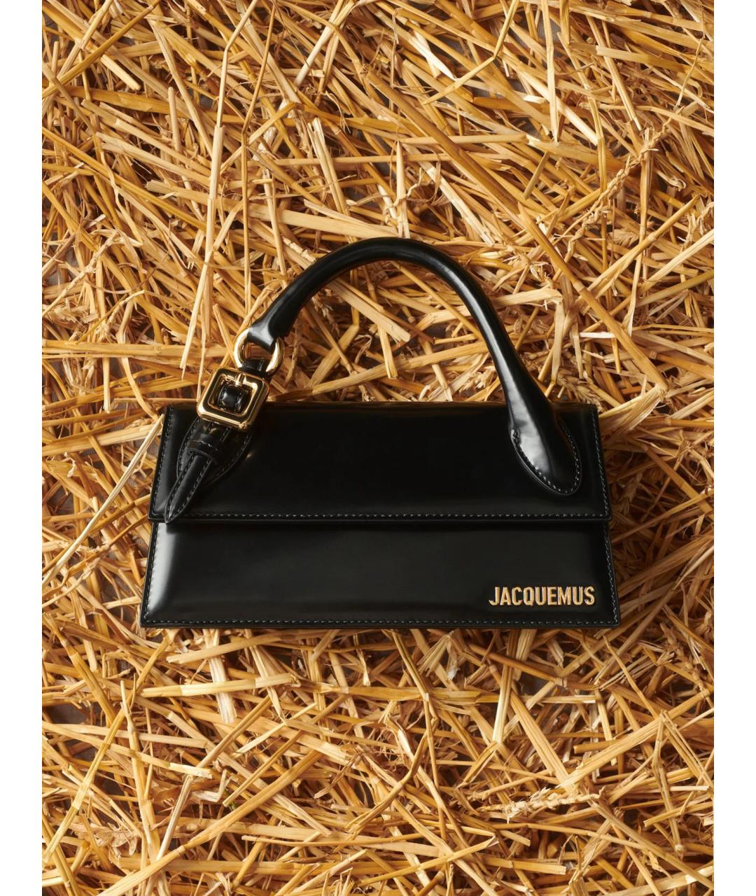 JACQUEMUS Черная кожаная сумка с короткими ручками, фото 7