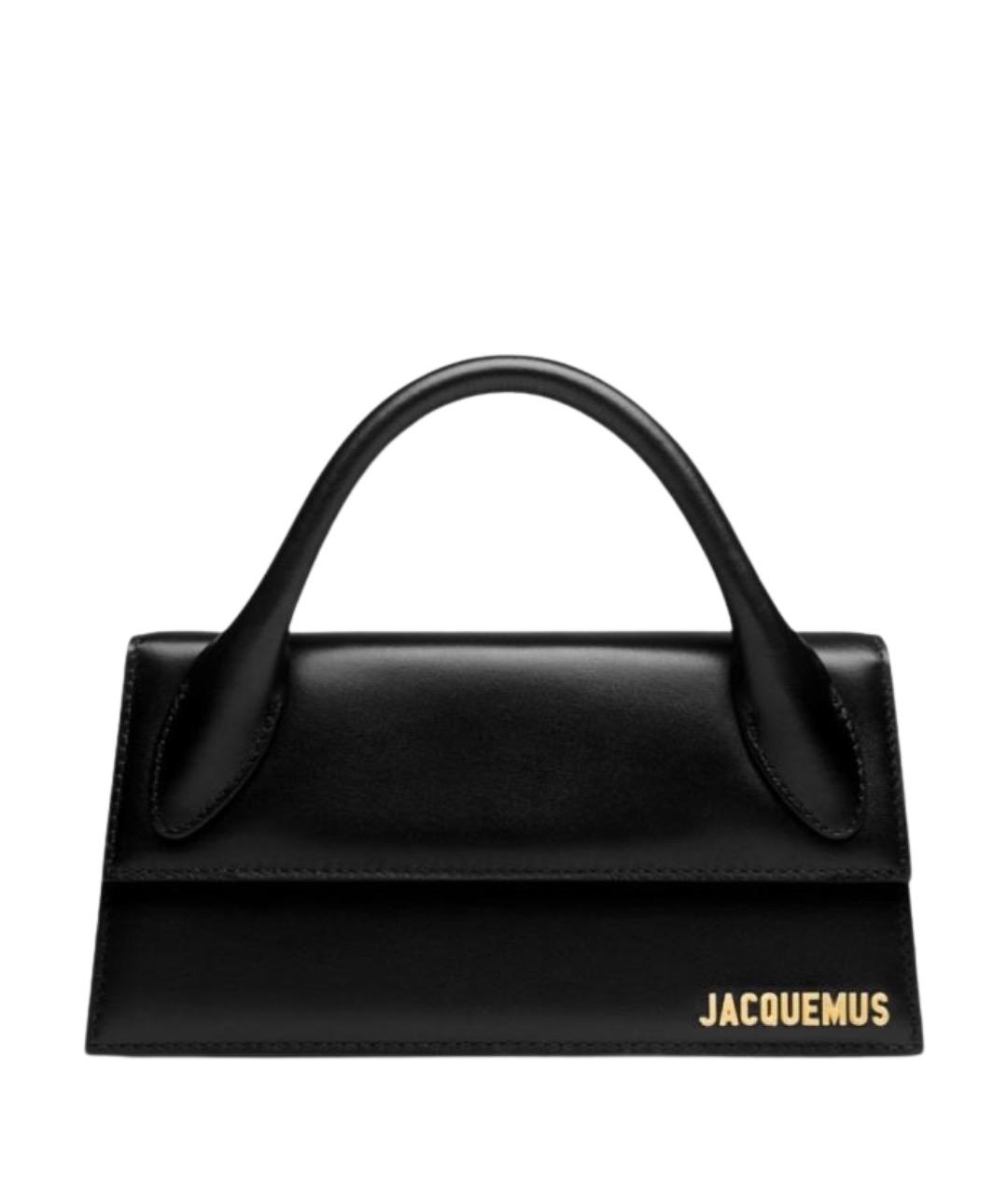 JACQUEMUS Черная кожаная сумка с короткими ручками, фото 1