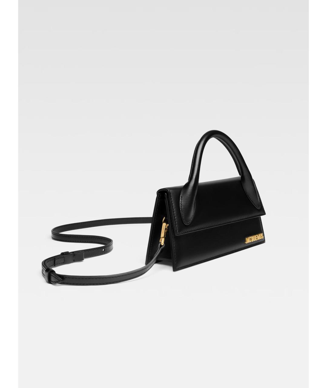 JACQUEMUS Черная кожаная сумка с короткими ручками, фото 3