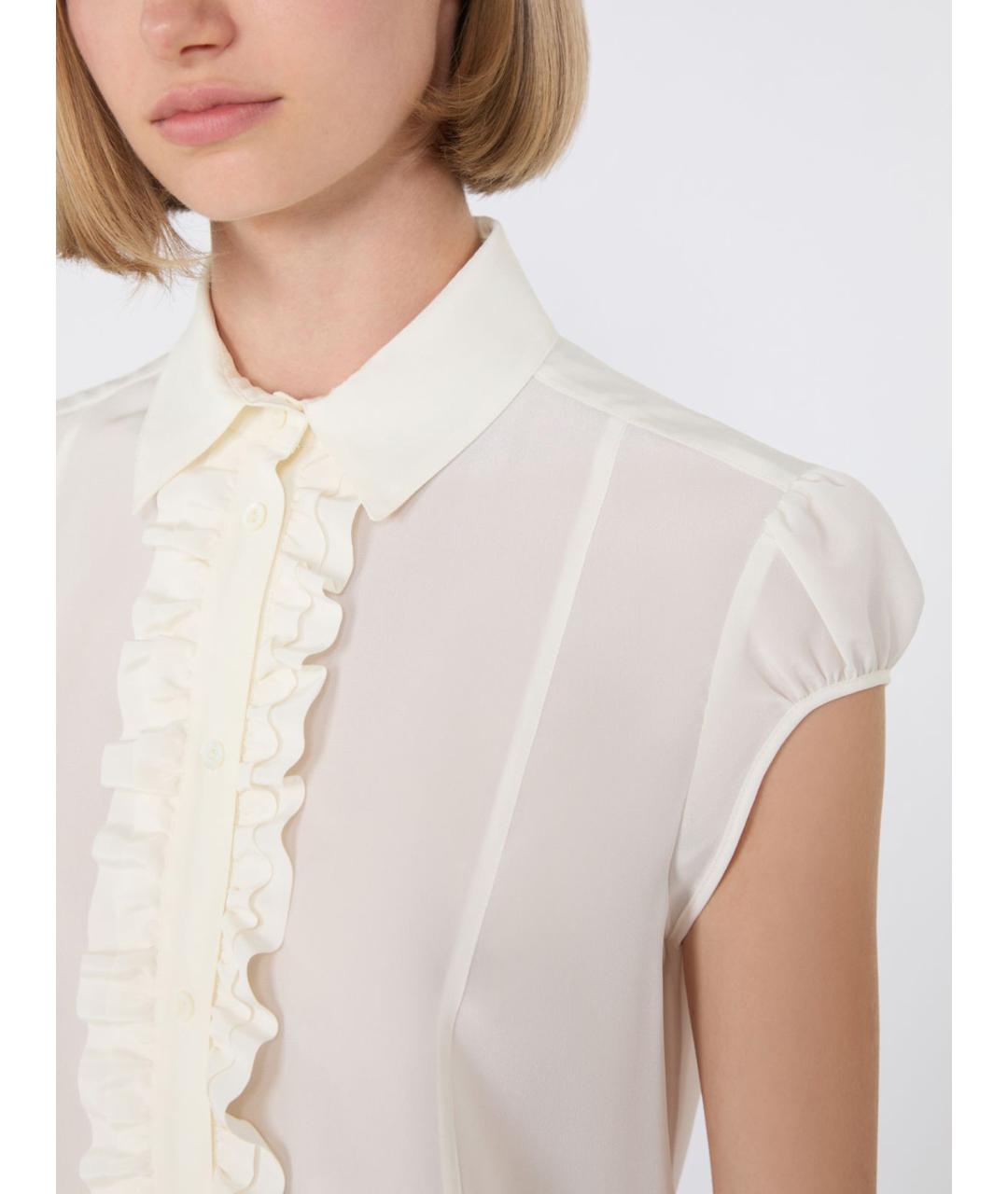 MAX MARA STUDIO Белая шелковая рубашка, фото 3