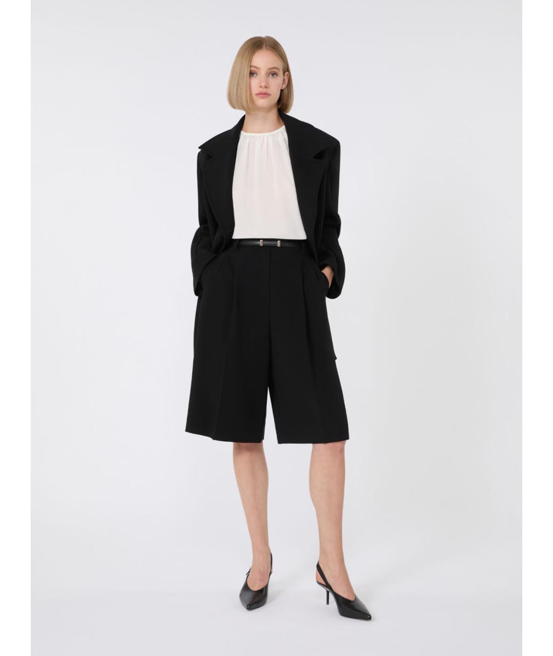 MAX MARA STUDIO Черные ацетатные шорты, фото 2