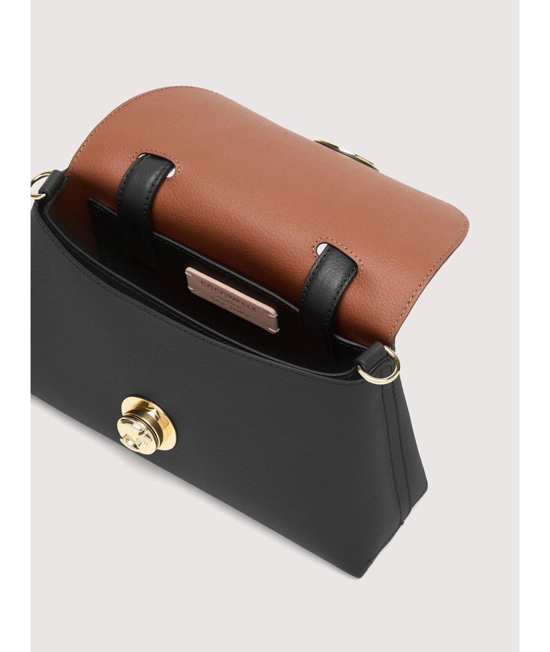 COCCINELLE Черная кожаная сумка с короткими ручками, фото 3