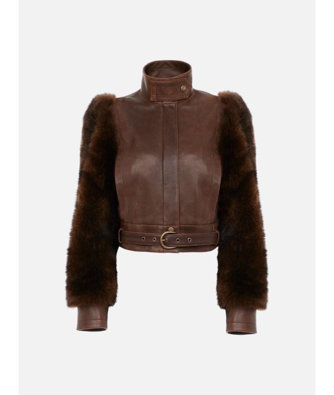 CHLOE Коричневая кожаная куртка, фото 5