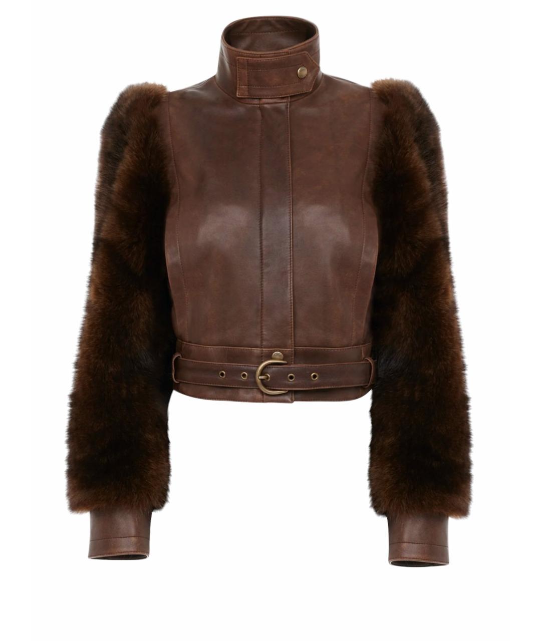CHLOE Коричневая кожаная куртка, фото 1