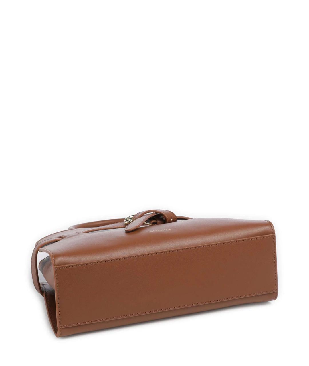 COCCINELLE Коричневая кожаная сумка с короткими ручками, фото 3