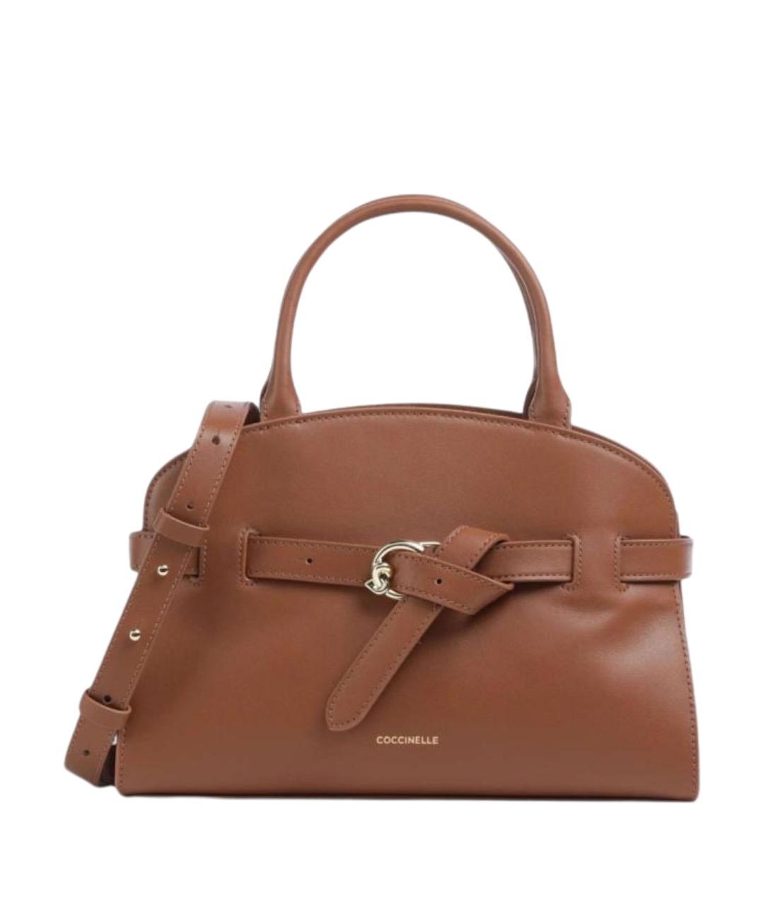 COCCINELLE Коричневая кожаная сумка с короткими ручками, фото 1