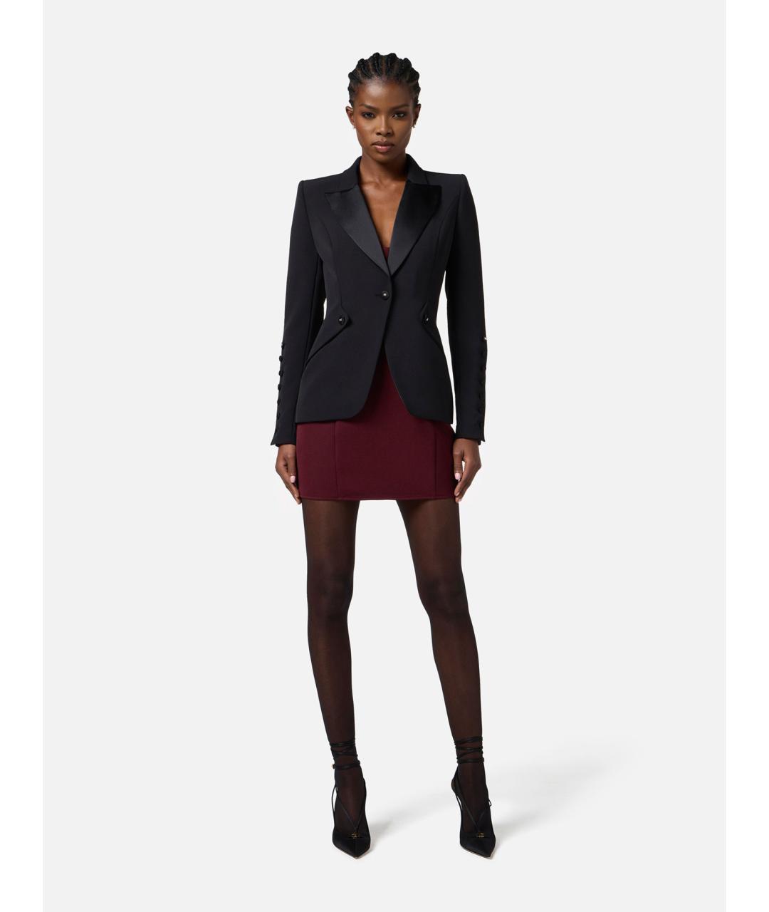 ELISABETTA FRANCHI Черный полиэстеровый жакет/пиджак, фото 2