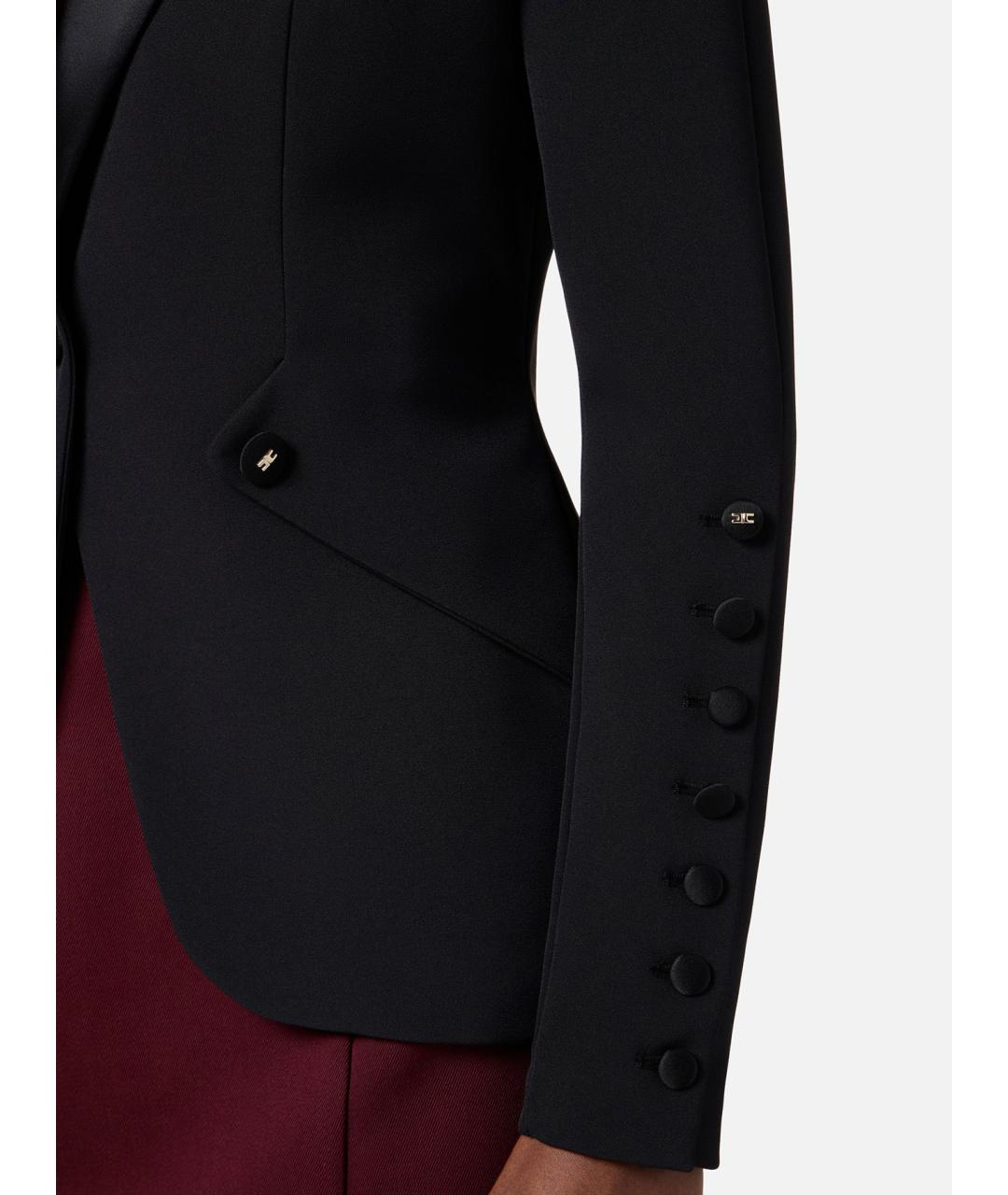 ELISABETTA FRANCHI Черный полиэстеровый жакет/пиджак, фото 4