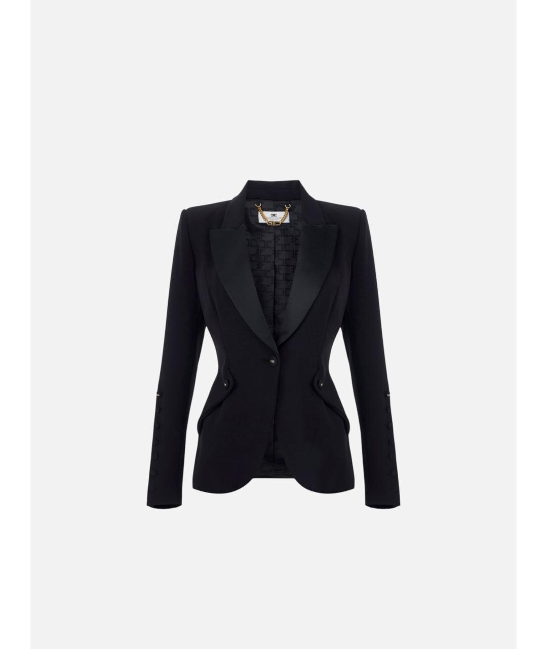 ELISABETTA FRANCHI Черный полиэстеровый жакет/пиджак, фото 6