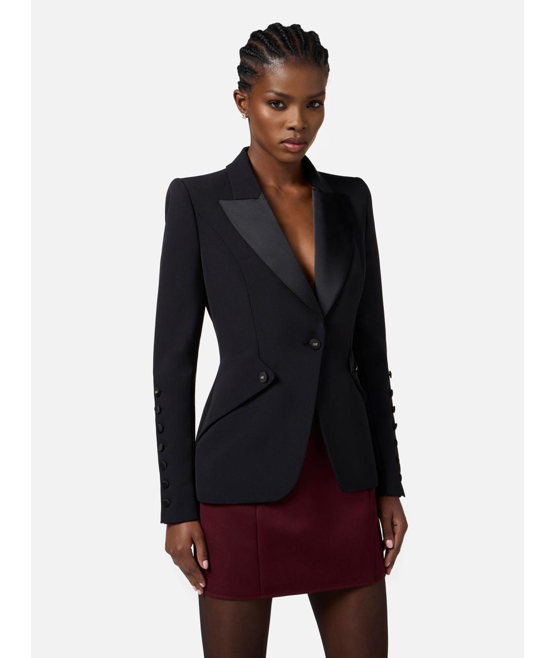 ELISABETTA FRANCHI Черный полиэстеровый жакет/пиджак, фото 3