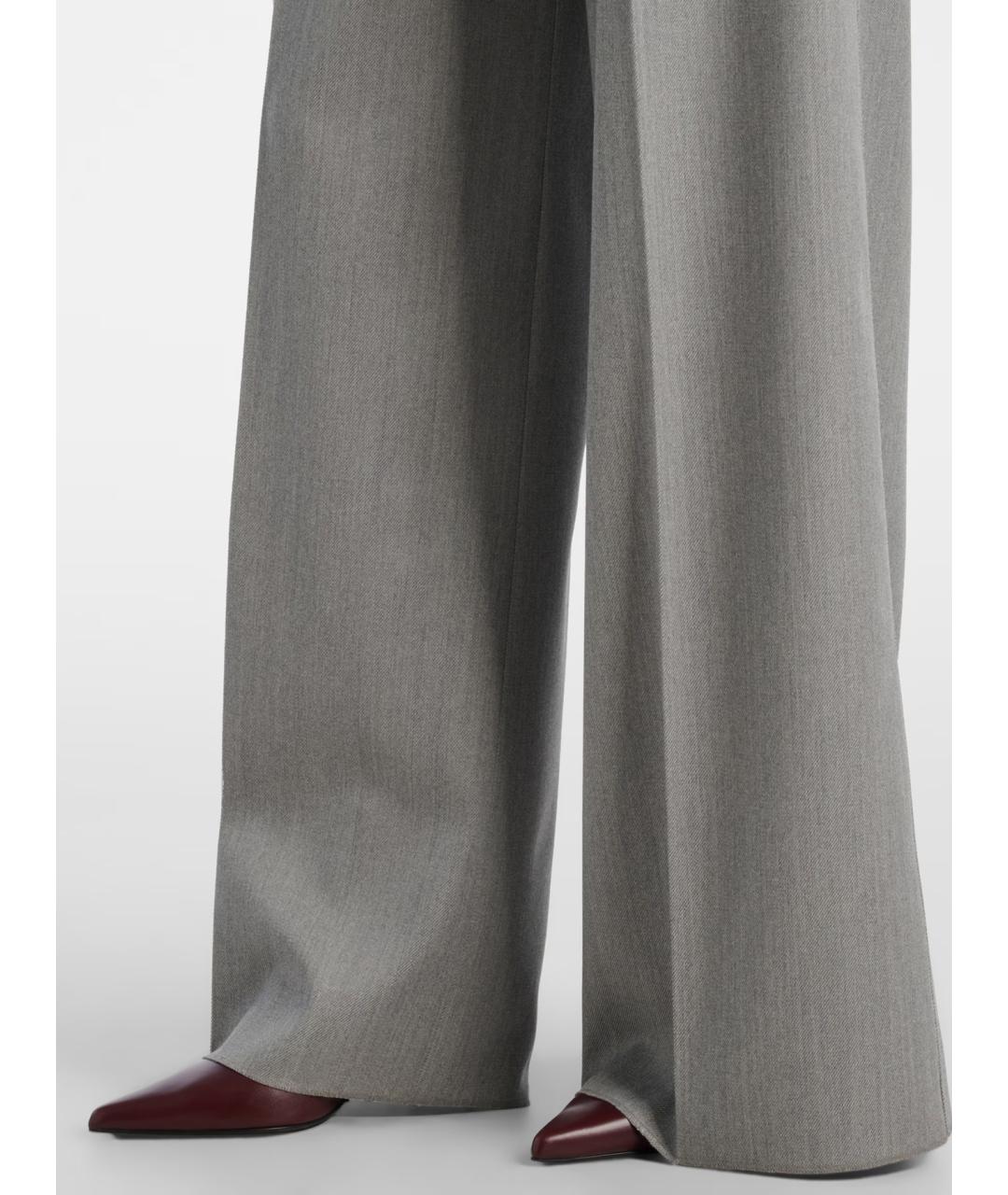 MAX MARA Серые шерстяные брюки широкие, фото 5