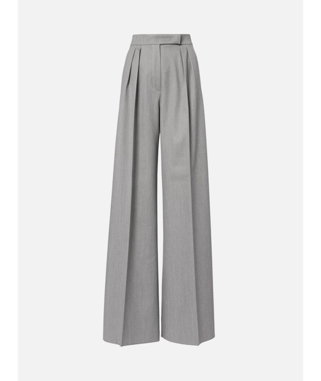 MAX MARA Серые шерстяные брюки широкие, фото 6