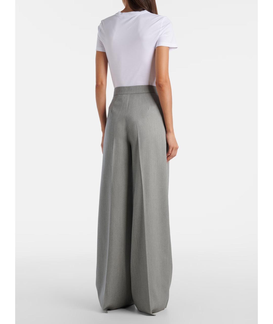 MAX MARA Серые шерстяные брюки широкие, фото 3