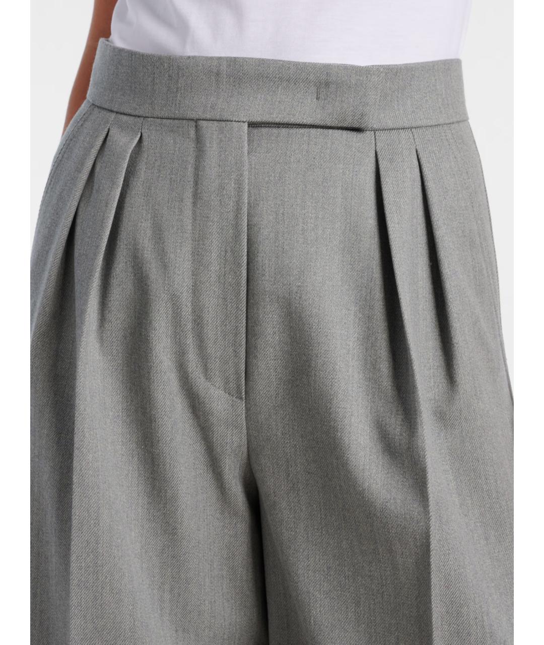 MAX MARA Серые шерстяные брюки широкие, фото 4