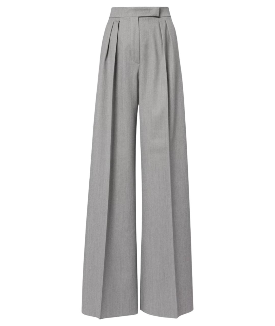 MAX MARA Серые шерстяные брюки широкие, фото 1