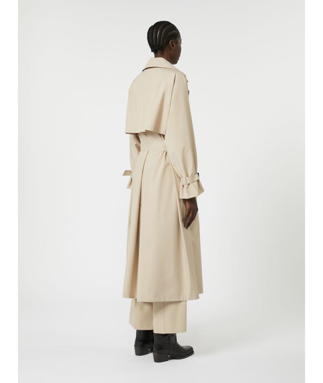 WEEKEND MAX MARA Бежевый полиэстеровый тренч/плащ, фото 3