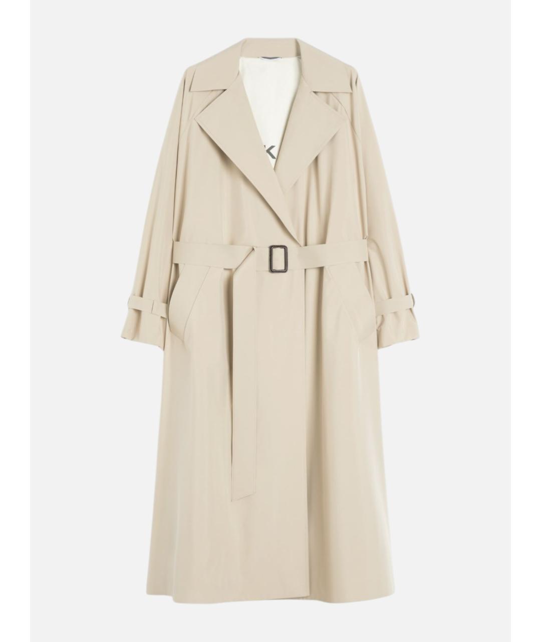 WEEKEND MAX MARA Бежевый полиэстеровый тренч/плащ, фото 5