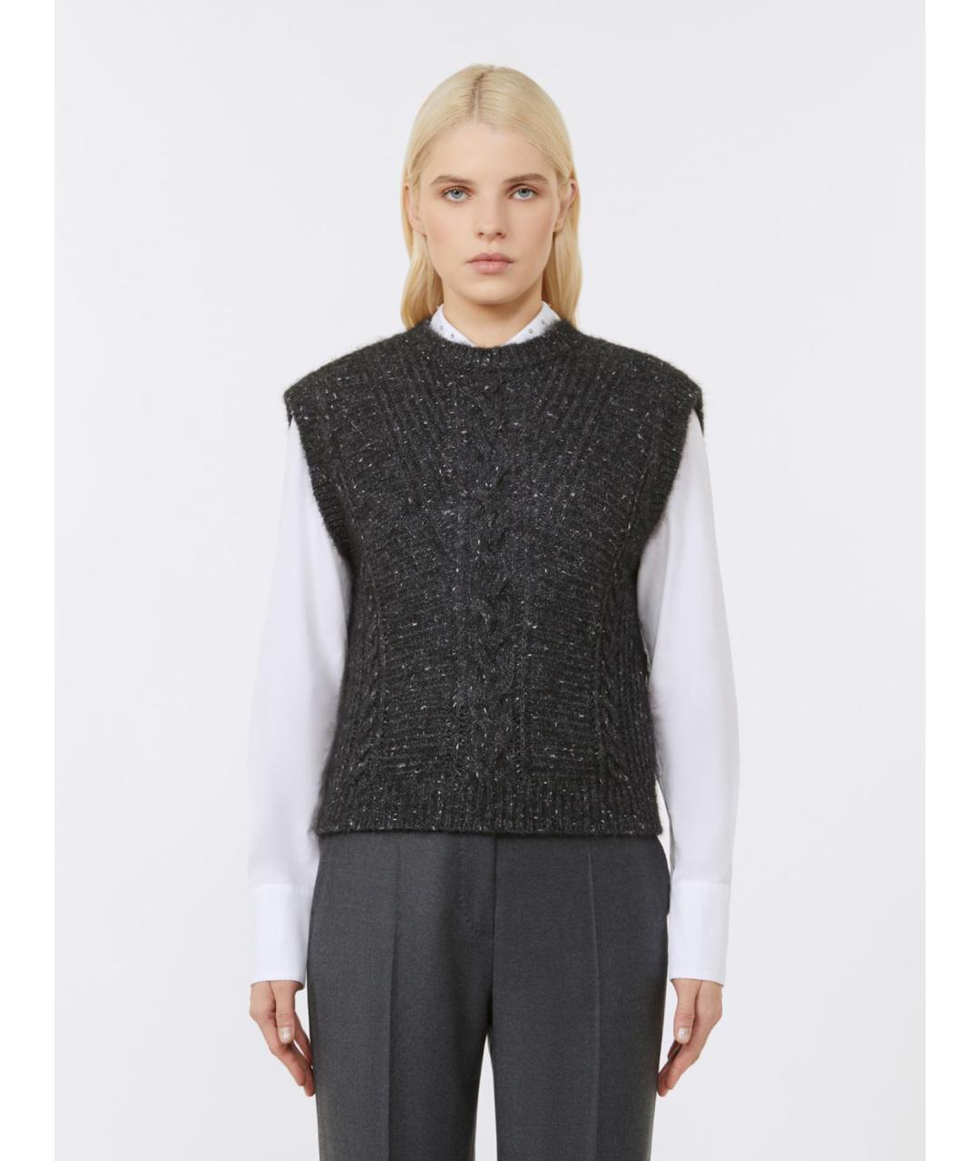 MAX MARA STUDIO Серый шерстяной жилет, фото 5