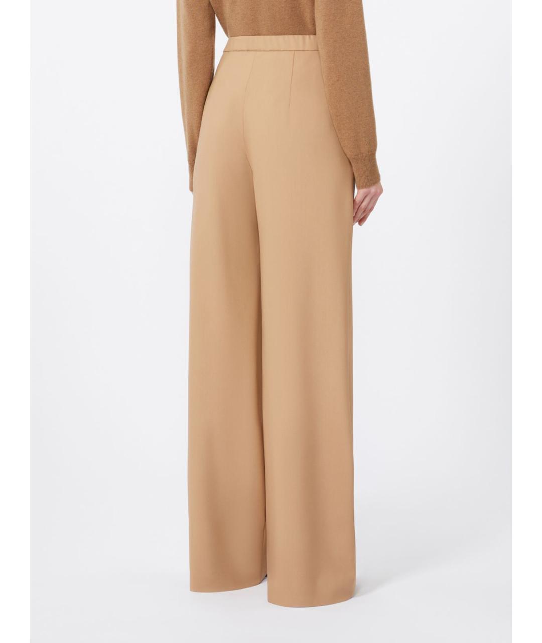 MAX MARA STUDIO Бежевые шерстяные брюки широкие, фото 4