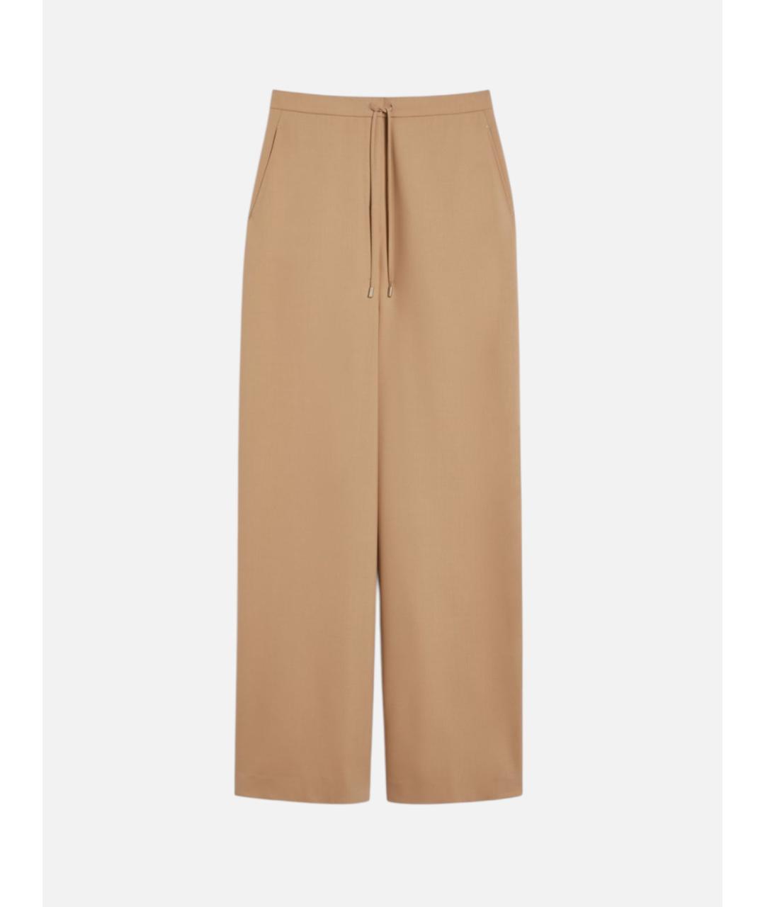 MAX MARA STUDIO Бежевые шерстяные брюки широкие, фото 6