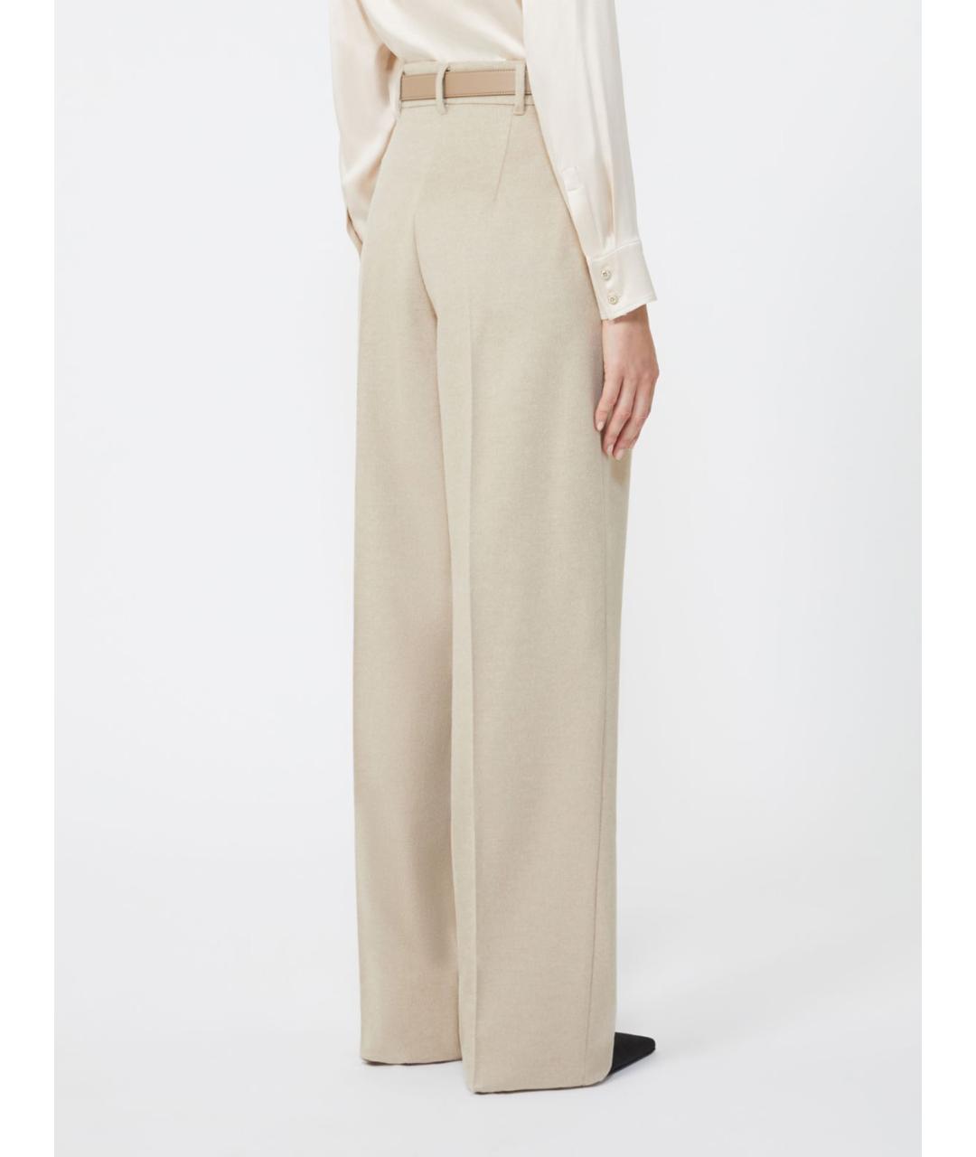MAX MARA STUDIO Бежевые шерстяные прямые брюки, фото 3
