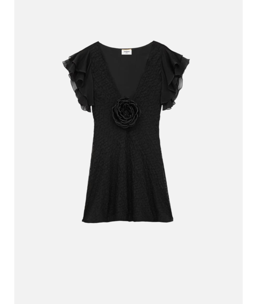 SAINT LAURENT Черное шелковое коктейльное платье, фото 3