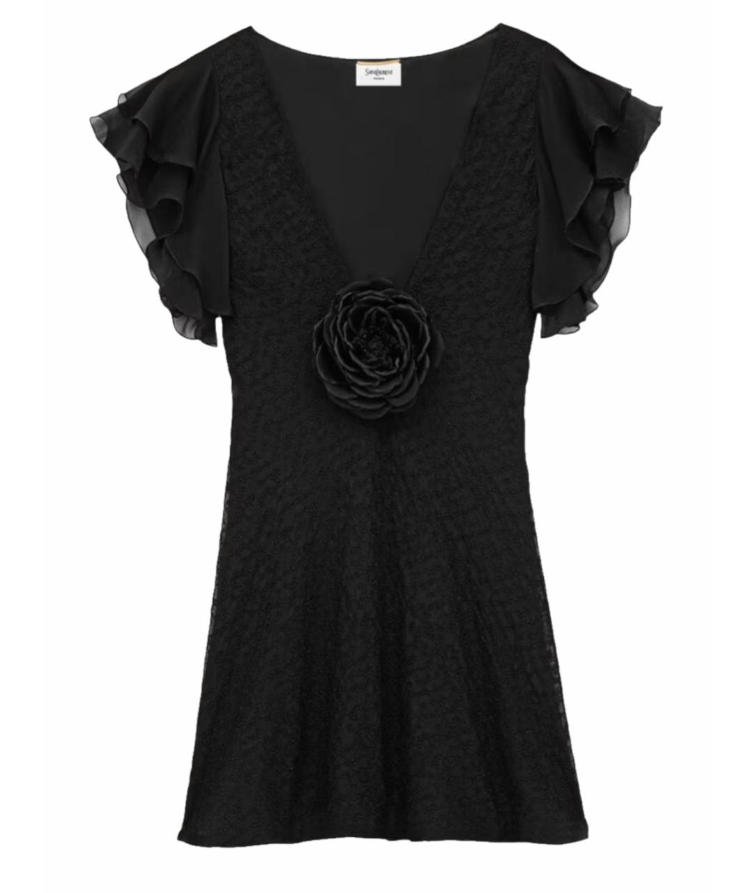 SAINT LAURENT Черное шелковое коктейльное платье, фото 1