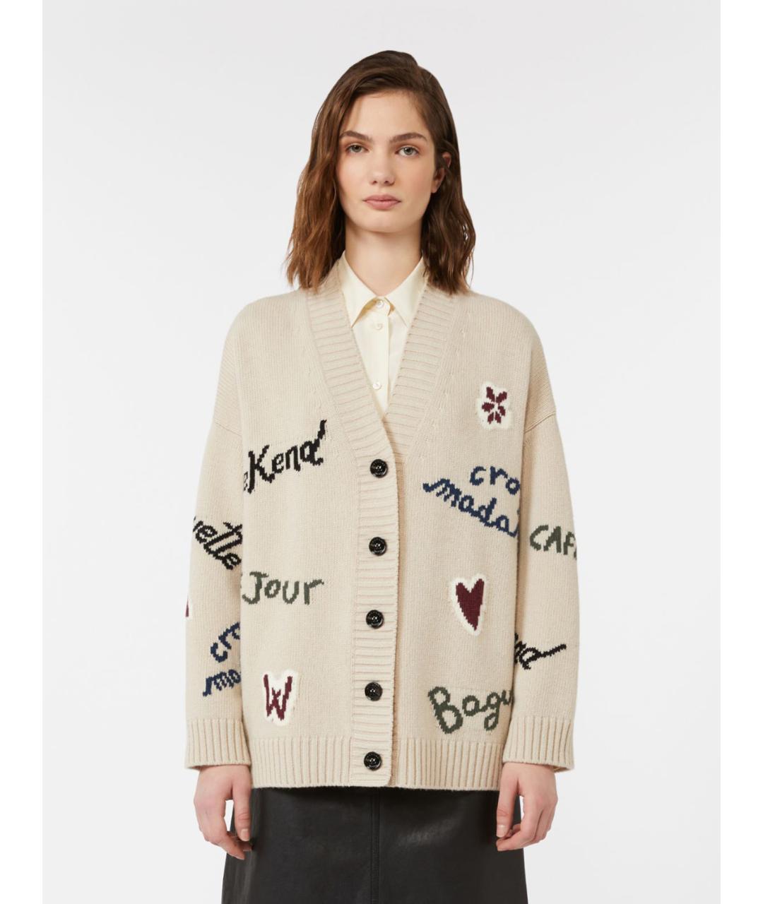 WEEKEND MAX MARA Бежевый шерстяной кардиган, фото 4