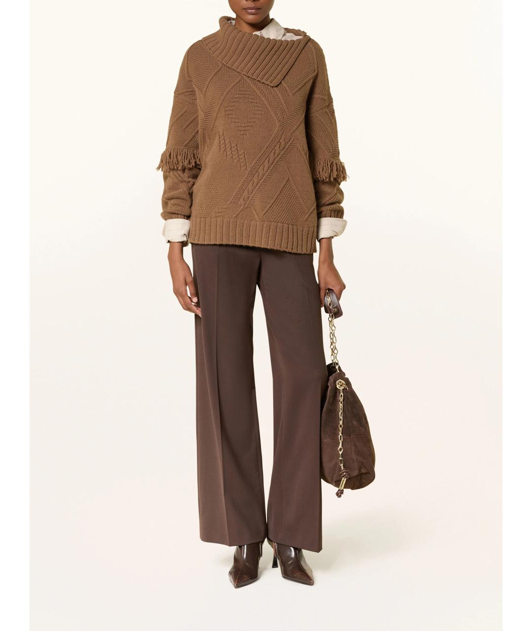 WEEKEND MAX MARA Коричневый шерстяной джемпер / свитер, фото 2