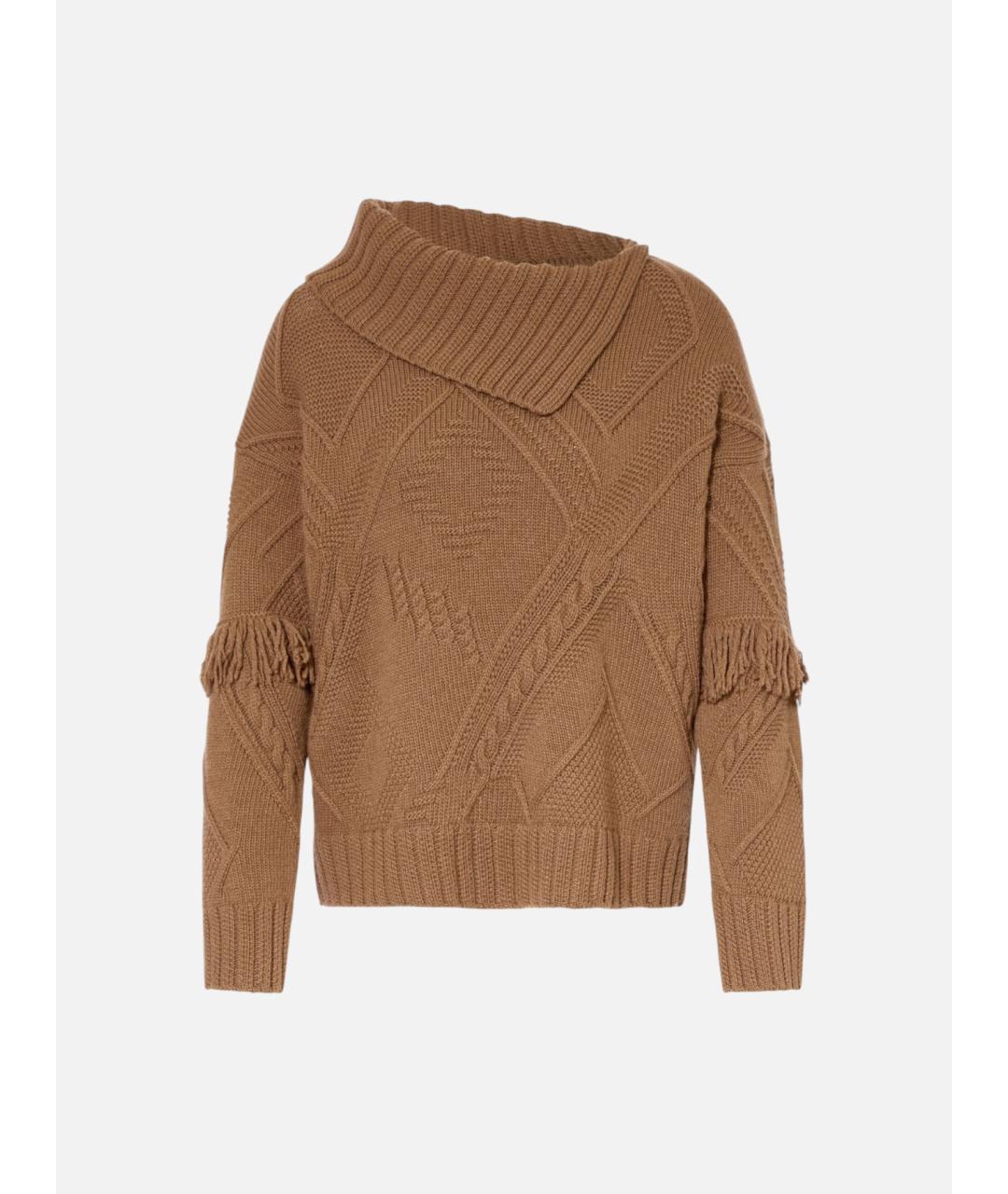 WEEKEND MAX MARA Коричневый шерстяной джемпер / свитер, фото 5