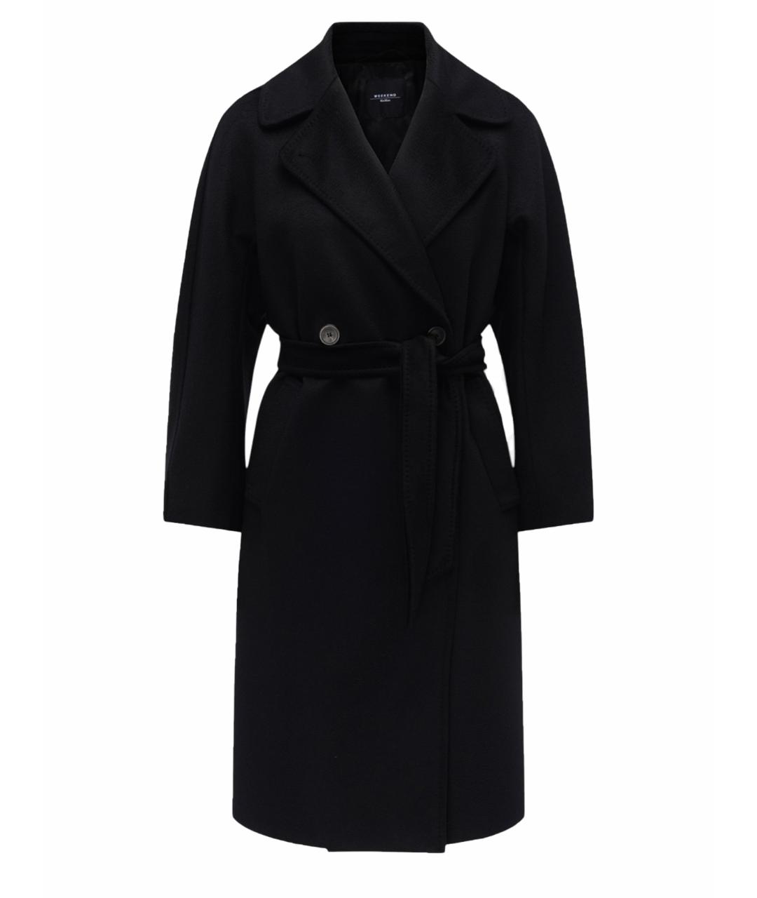 WEEKEND MAX MARA Черное шерстяное пальто, фото 1