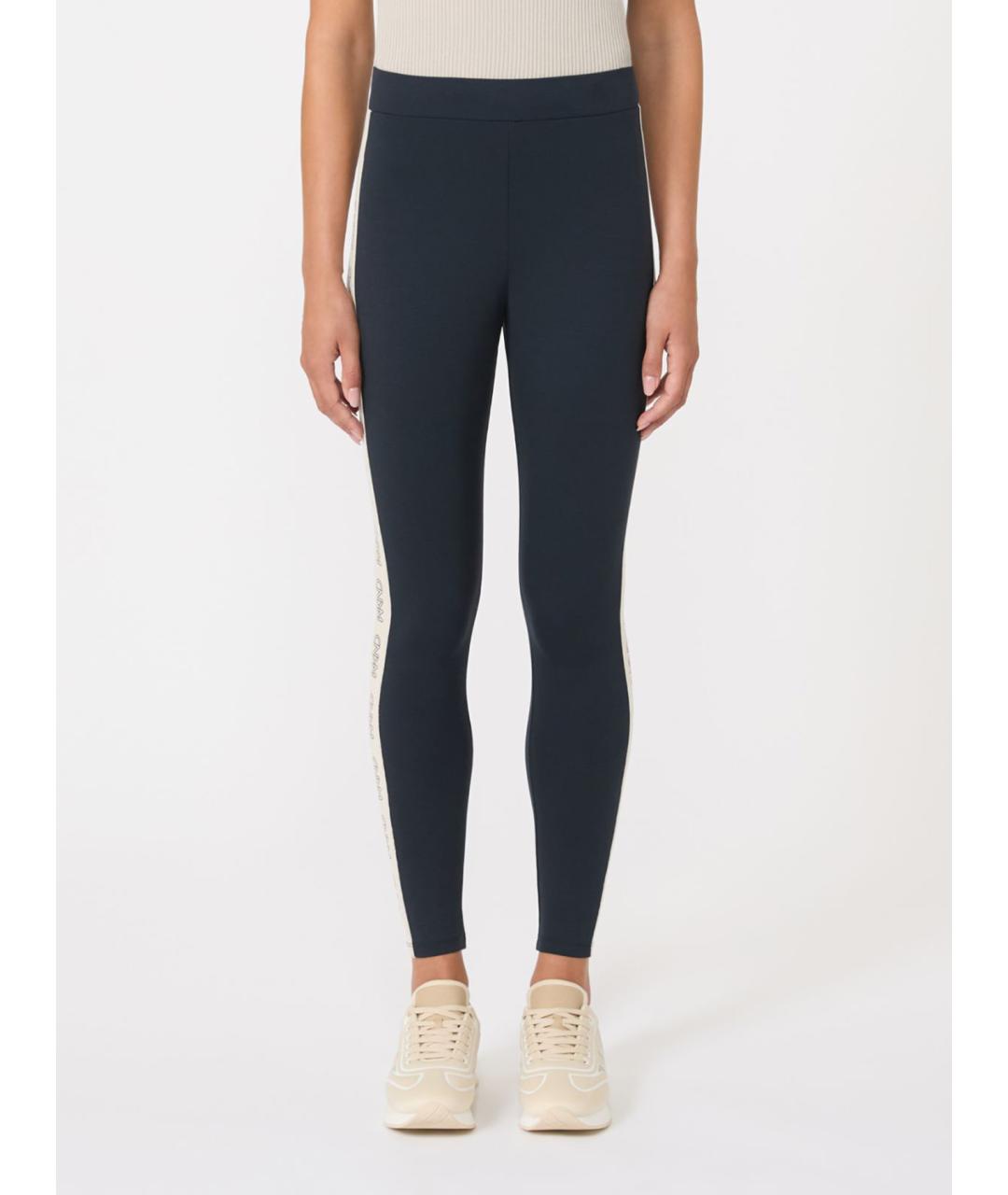 WEEKEND MAX MARA Синие хлопко-эластановые леггинсы и велосипедки, фото 5