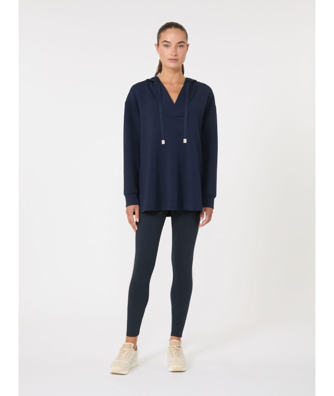 WEEKEND MAX MARA Синие хлопко-эластановые леггинсы и велосипедки, фото 2