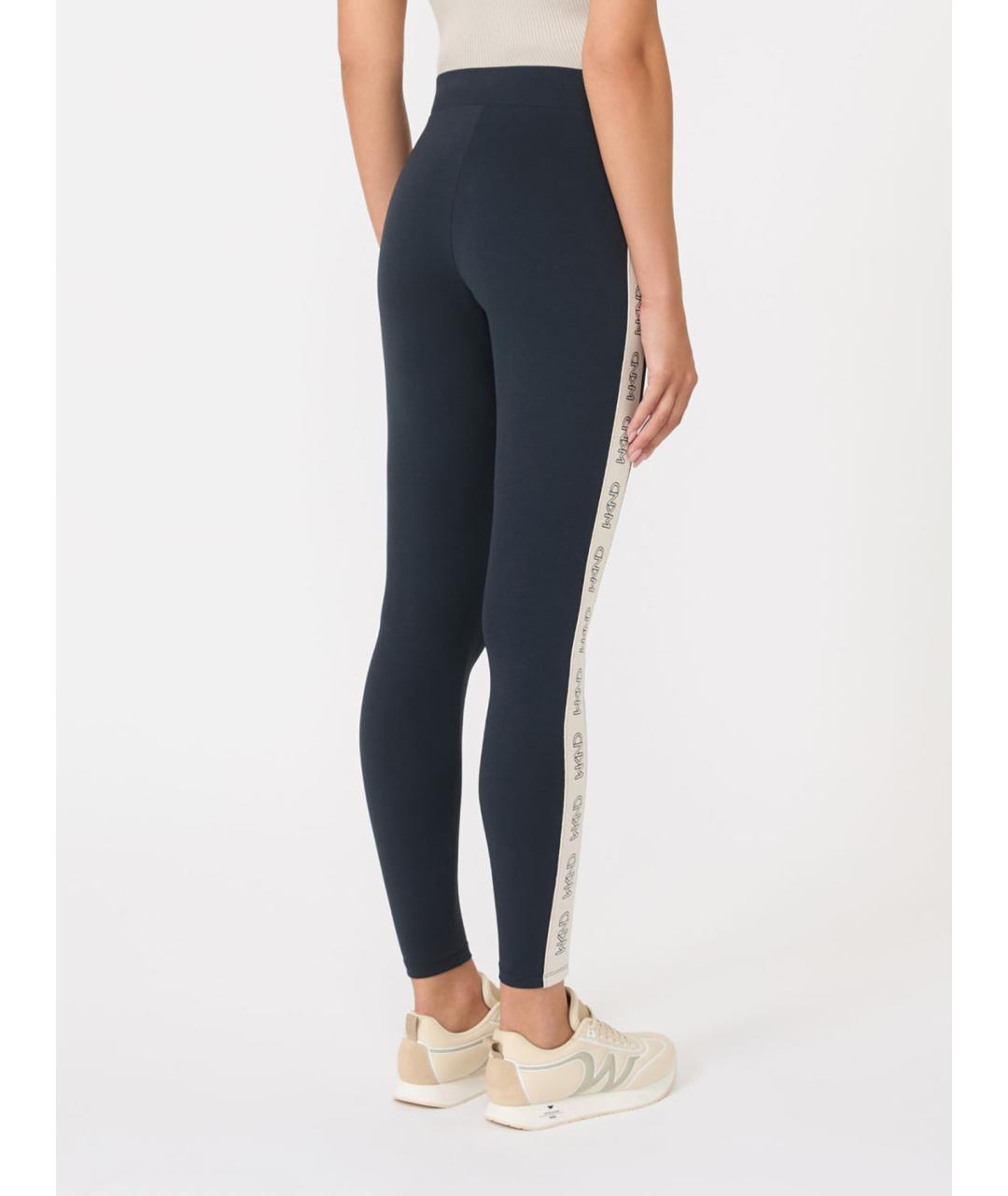 WEEKEND MAX MARA Синие хлопко-эластановые леггинсы и велосипедки, фото 4
