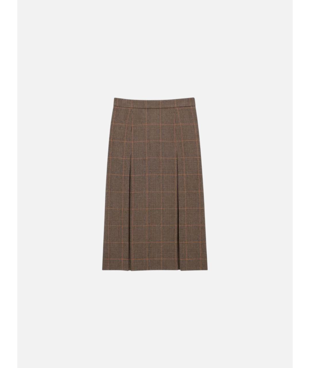 SAINT LAURENT Коричневая шерстяная юбка миди, фото 2