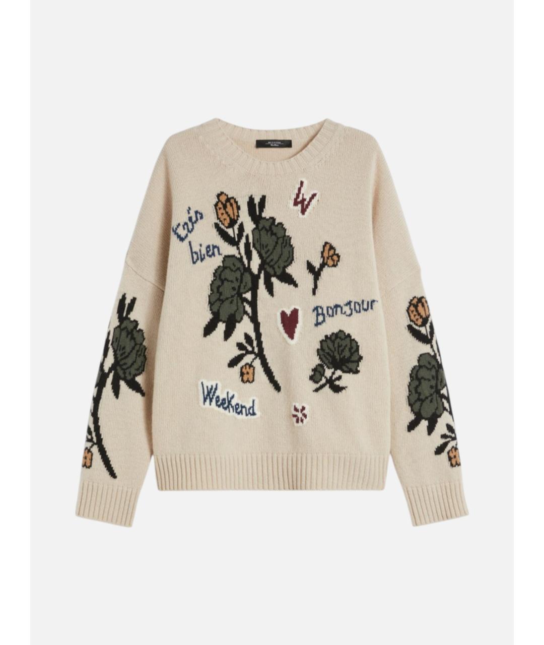 WEEKEND MAX MARA Бежевый шерстяной джемпер / свитер, фото 6