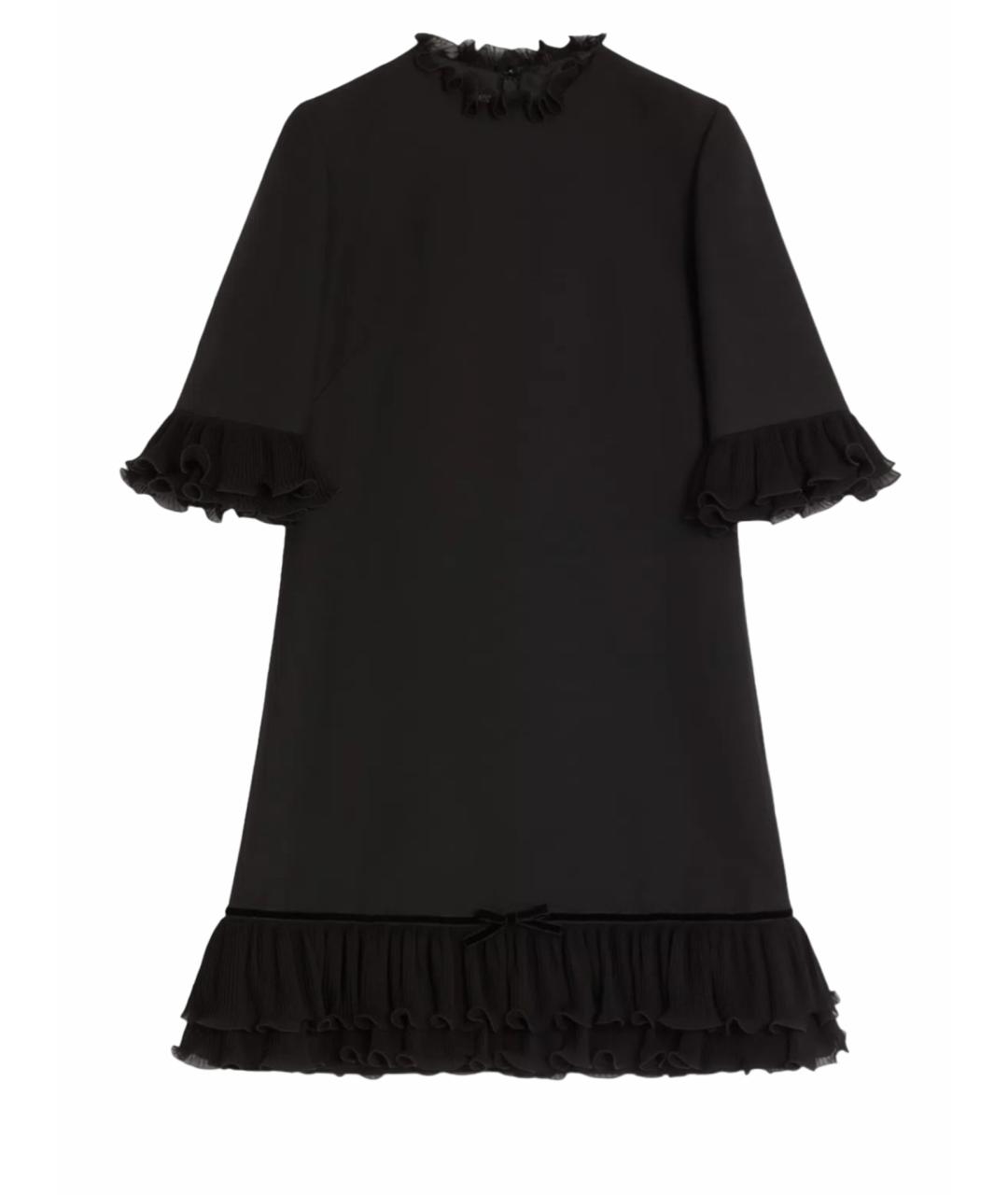 VALENTINO Черное шерстяное вечернее платье, фото 1