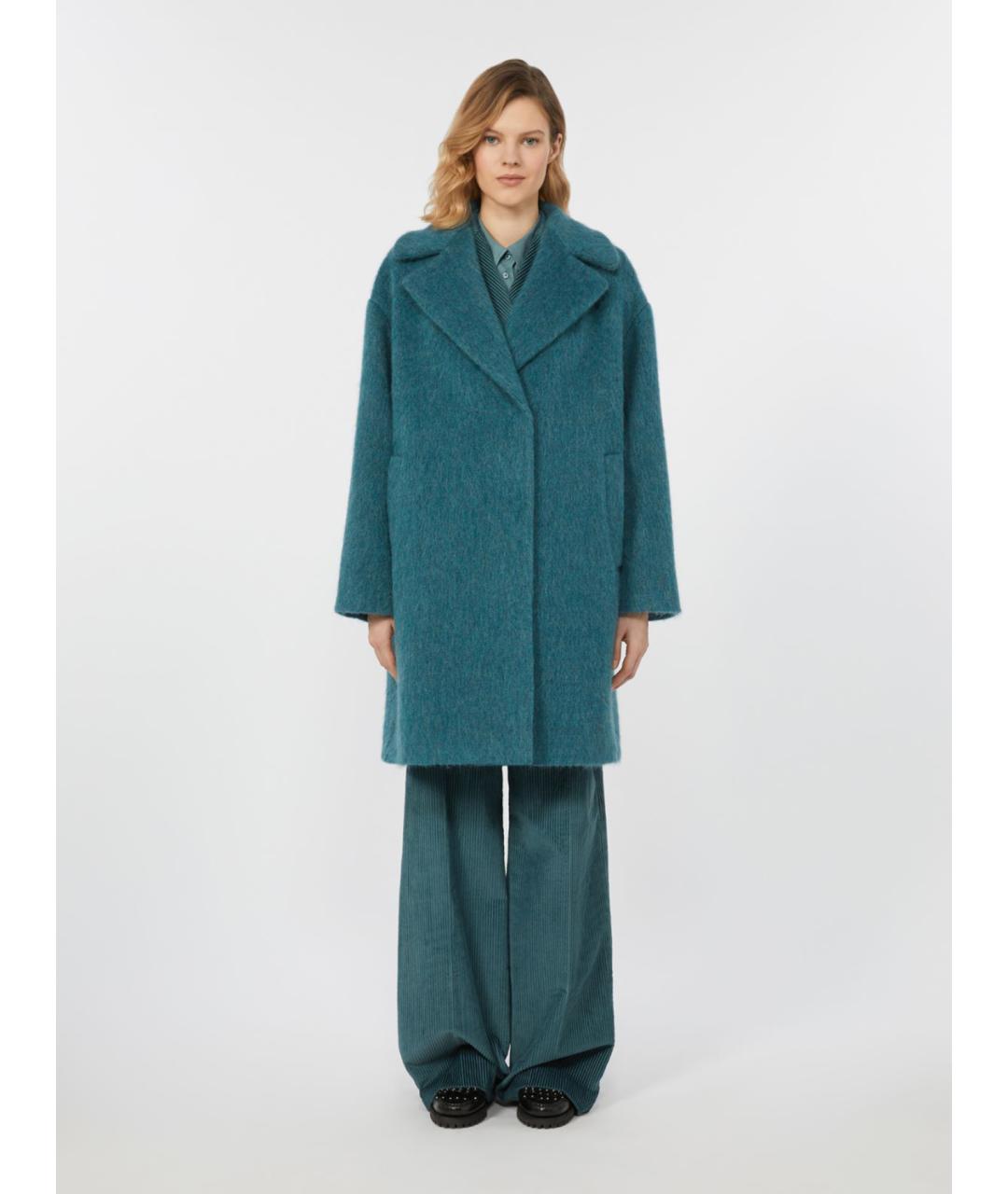WEEKEND MAX MARA Бирюзовое шерстяное пальто, фото 4