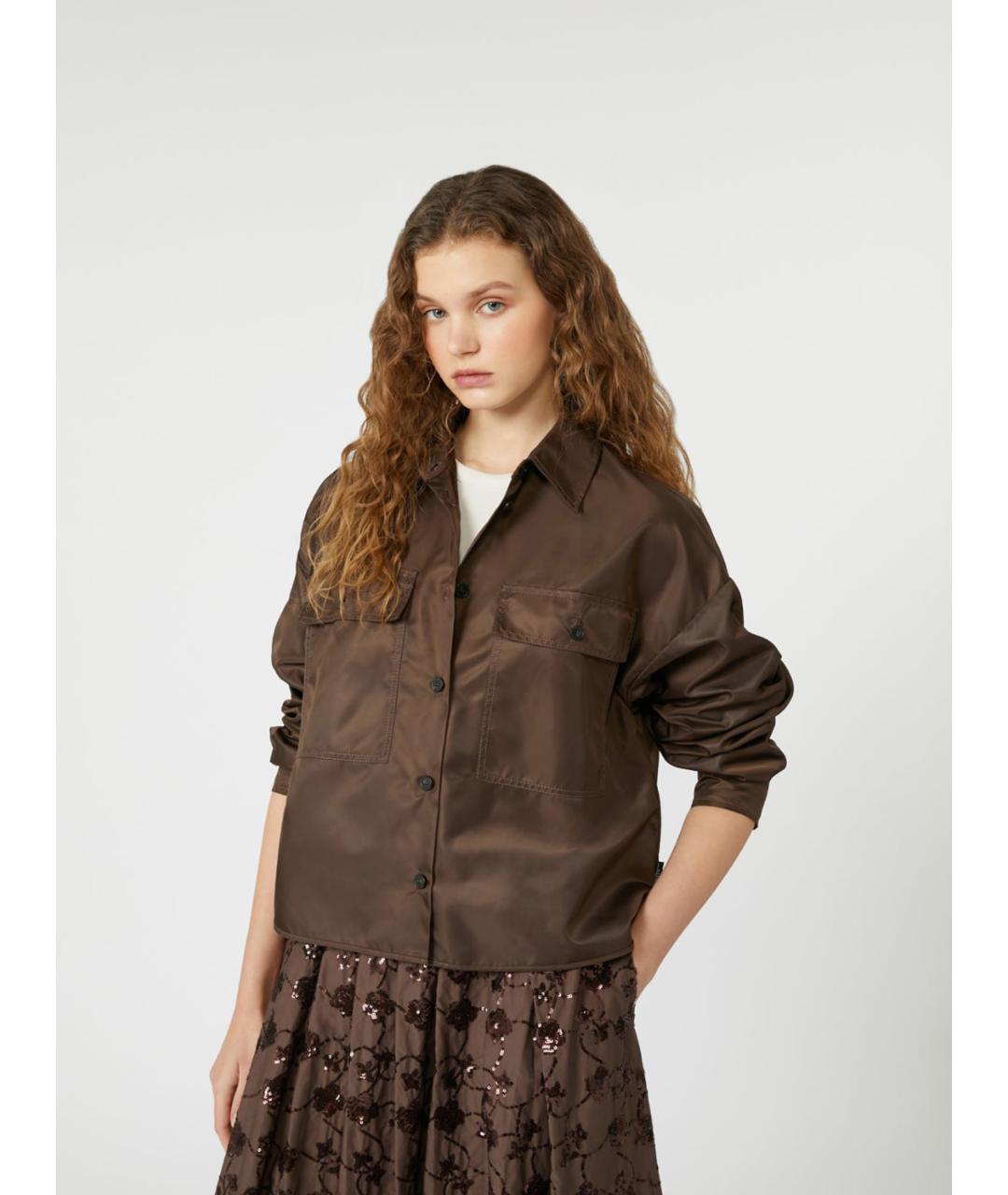 WEEKEND MAX MARA Коричневая полиамидовая куртка, фото 3