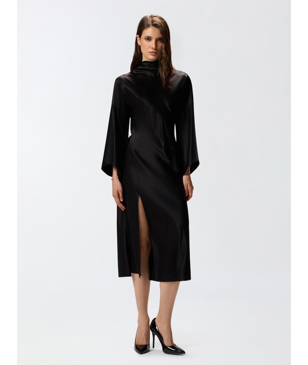 PINKO Черное ацетатное вечернее платье, фото 3