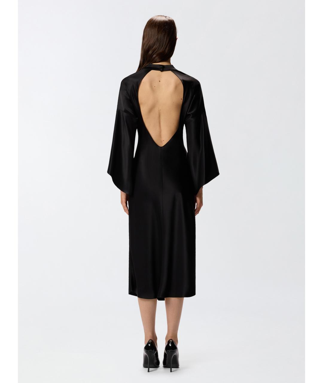 PINKO Черное ацетатное вечернее платье, фото 4